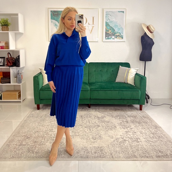 Elegant Blue Skirt Set for Women - Picture 7 of 8